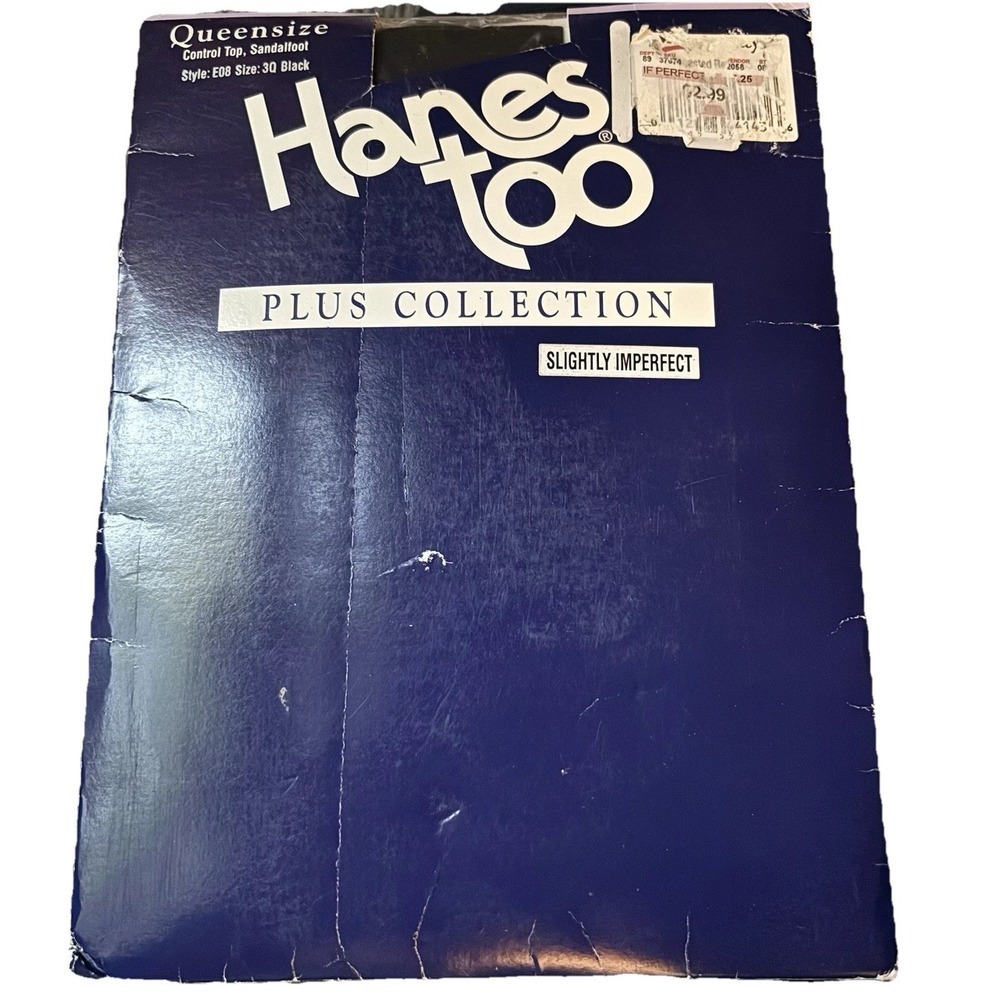 Hanes Too Plus Collection Sandalfoot‎ Barely There Control Top Size 3Q Black
